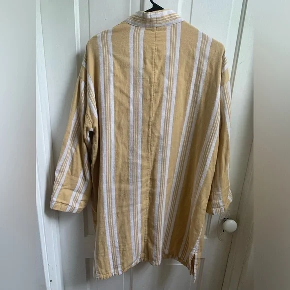 NWT Eileen Fisher Striped Organic Cotton Doubleweave Kimono Size Small/Medium - Picture 4 of 10